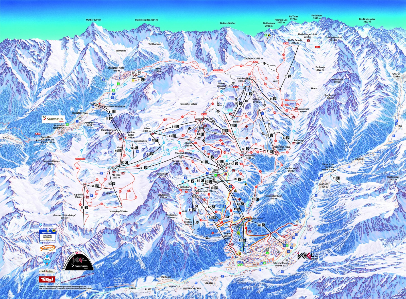Pistenplan Skigebiet Ischgl/Silvretta
